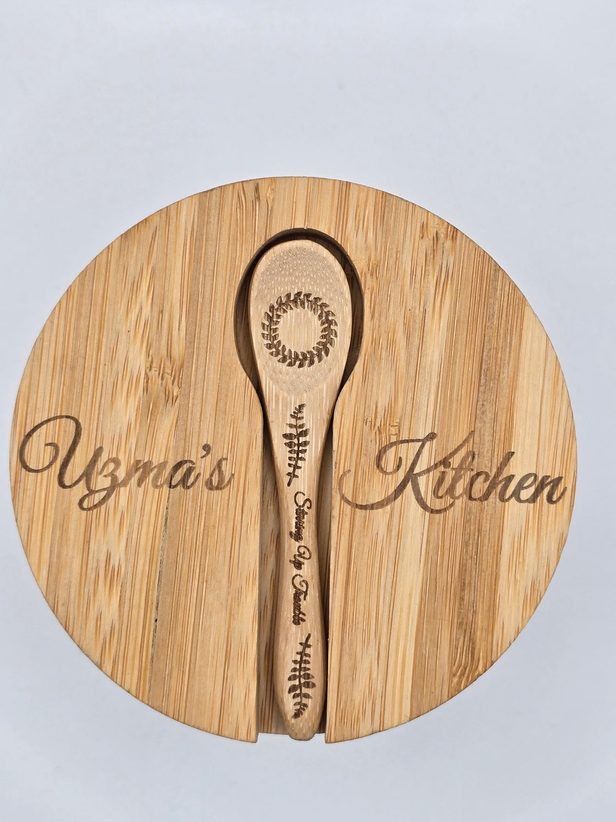 Bamboo Salt & Spice Cellar – Custom Engraved