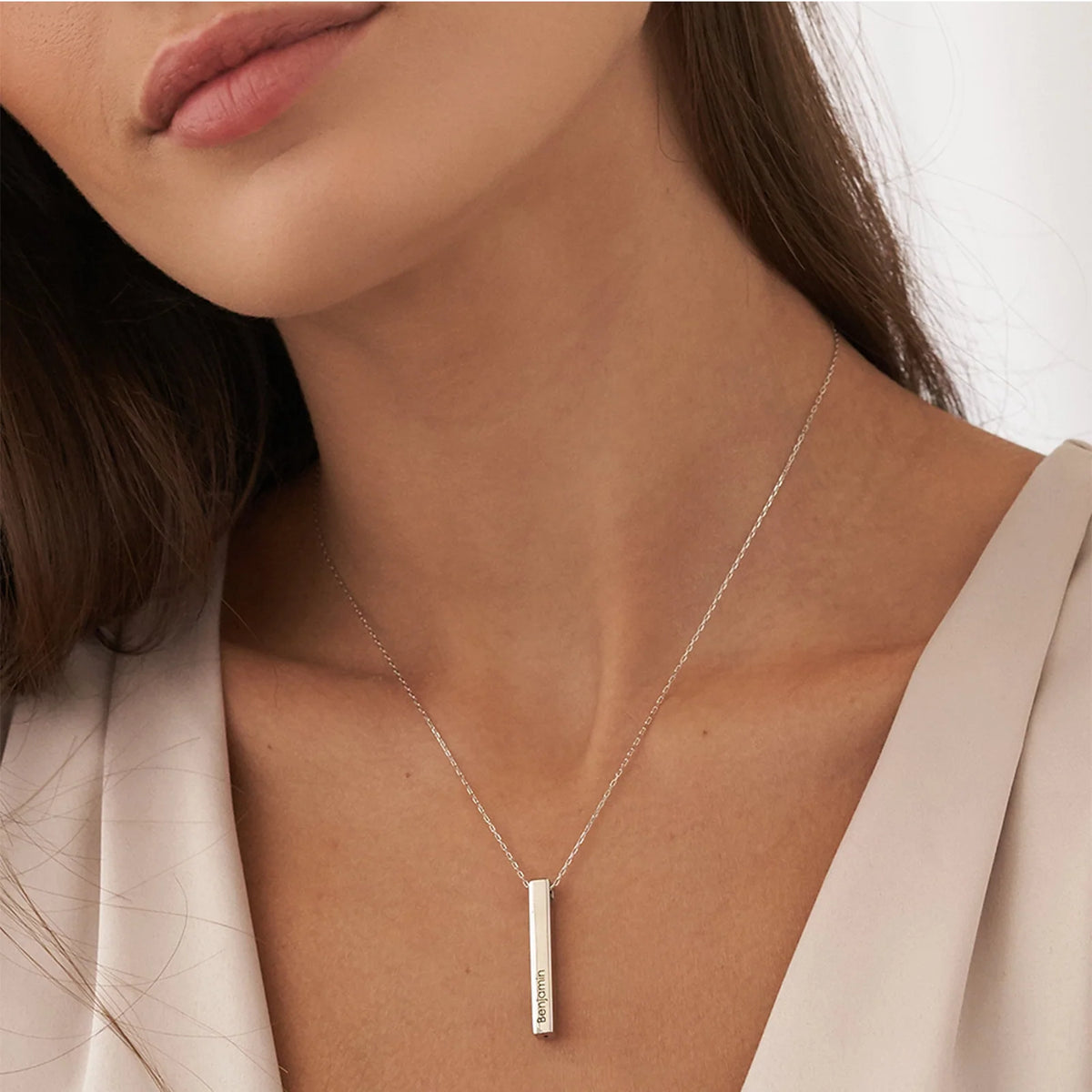 Stainless Steel Vertical Bar Necklace