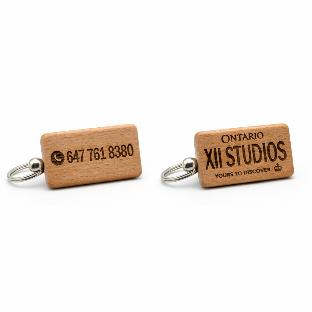 Custom Business Logo Wooden Keychain with QR Code