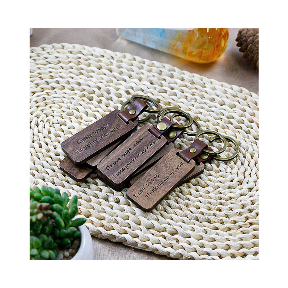 Rectangle Wood Keychains