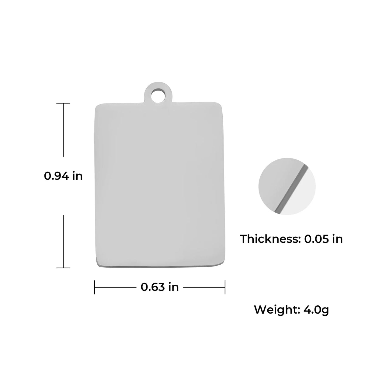 Stainless Steel Silver Rectangle