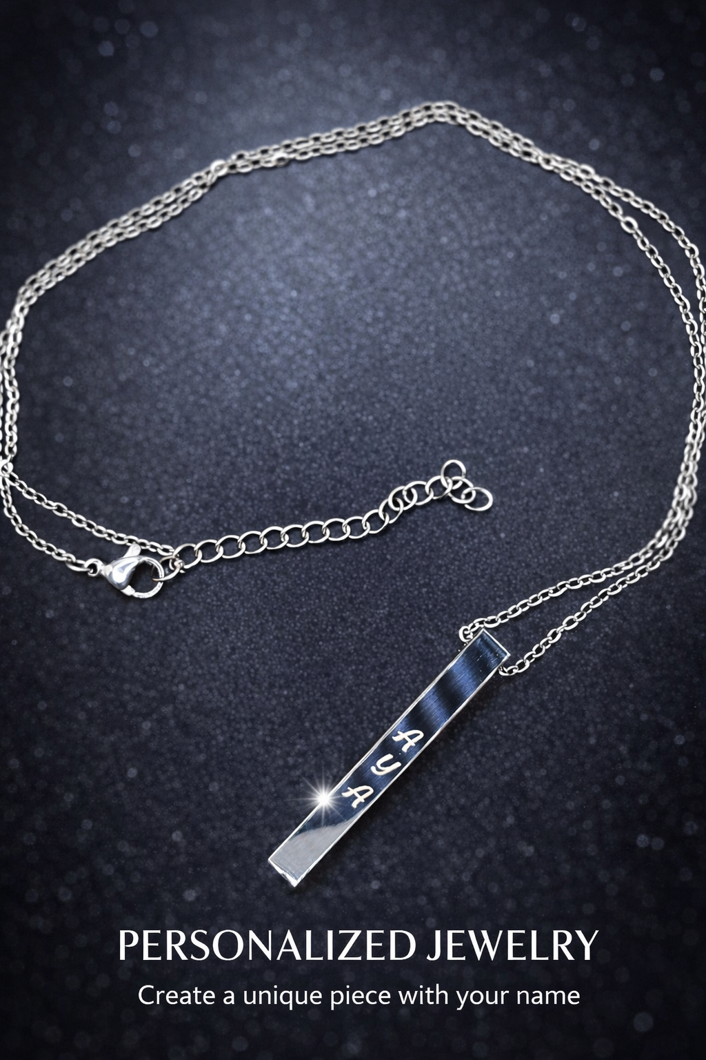 Stainless Steel Vertical Bar Necklace - Custom Engraved