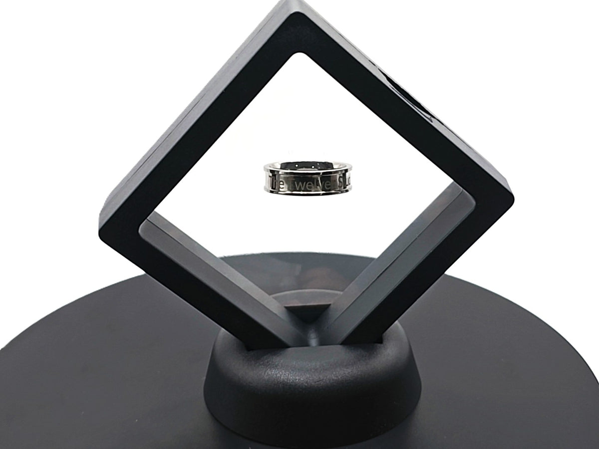 Personalized Engraved Stainless Steel Ring Keepsake – Floating Frame Gift Display