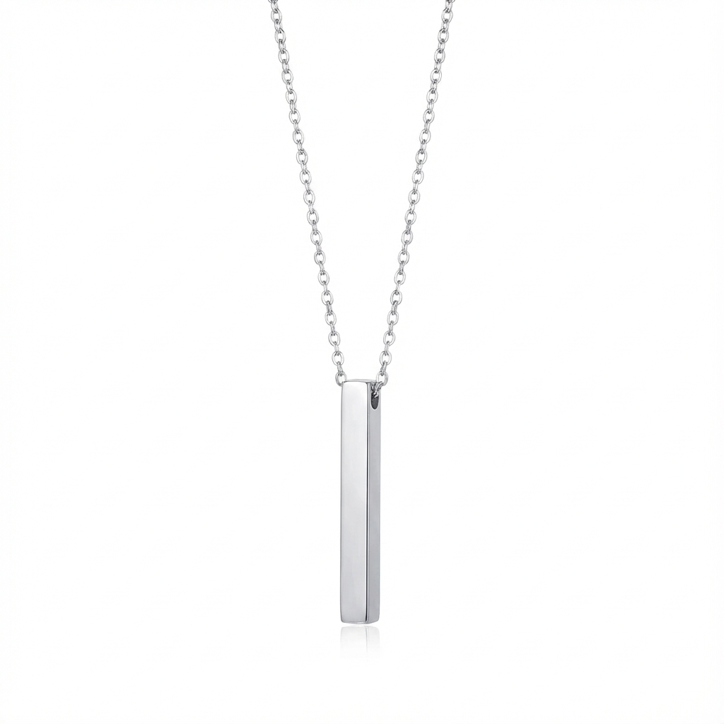 Stainless Steel Vertical Bar Necklace - Custom Engraved