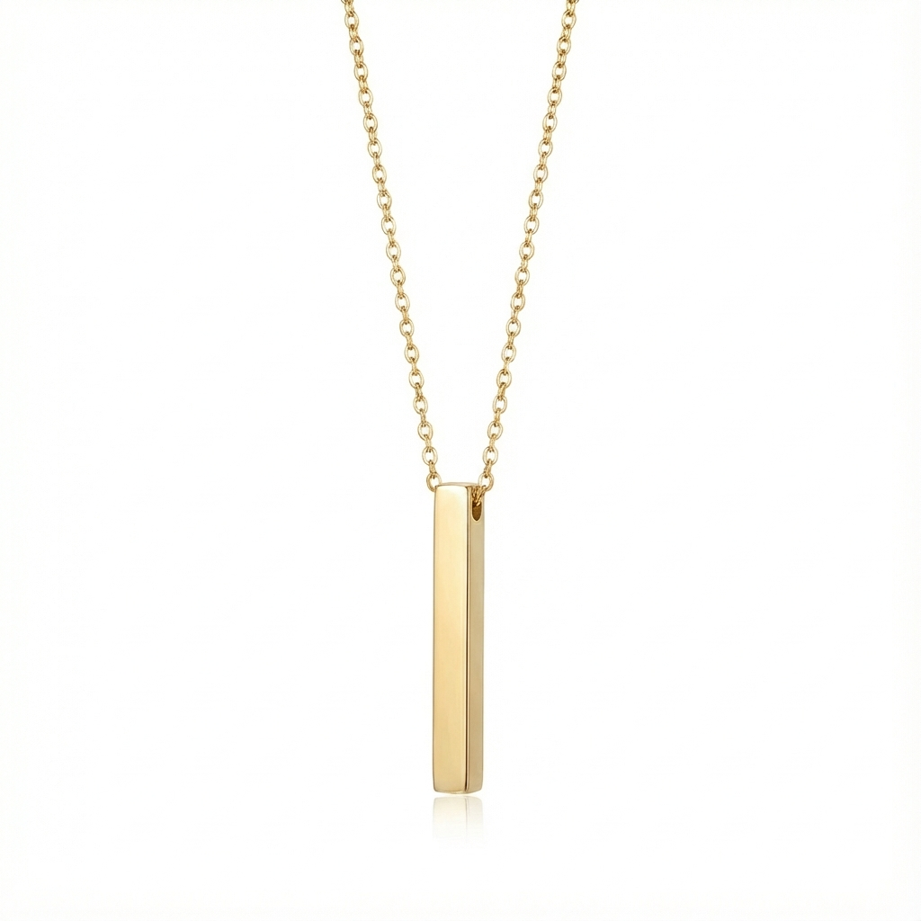 Stainless Steel Vertical Bar Necklace - Custom Engraved