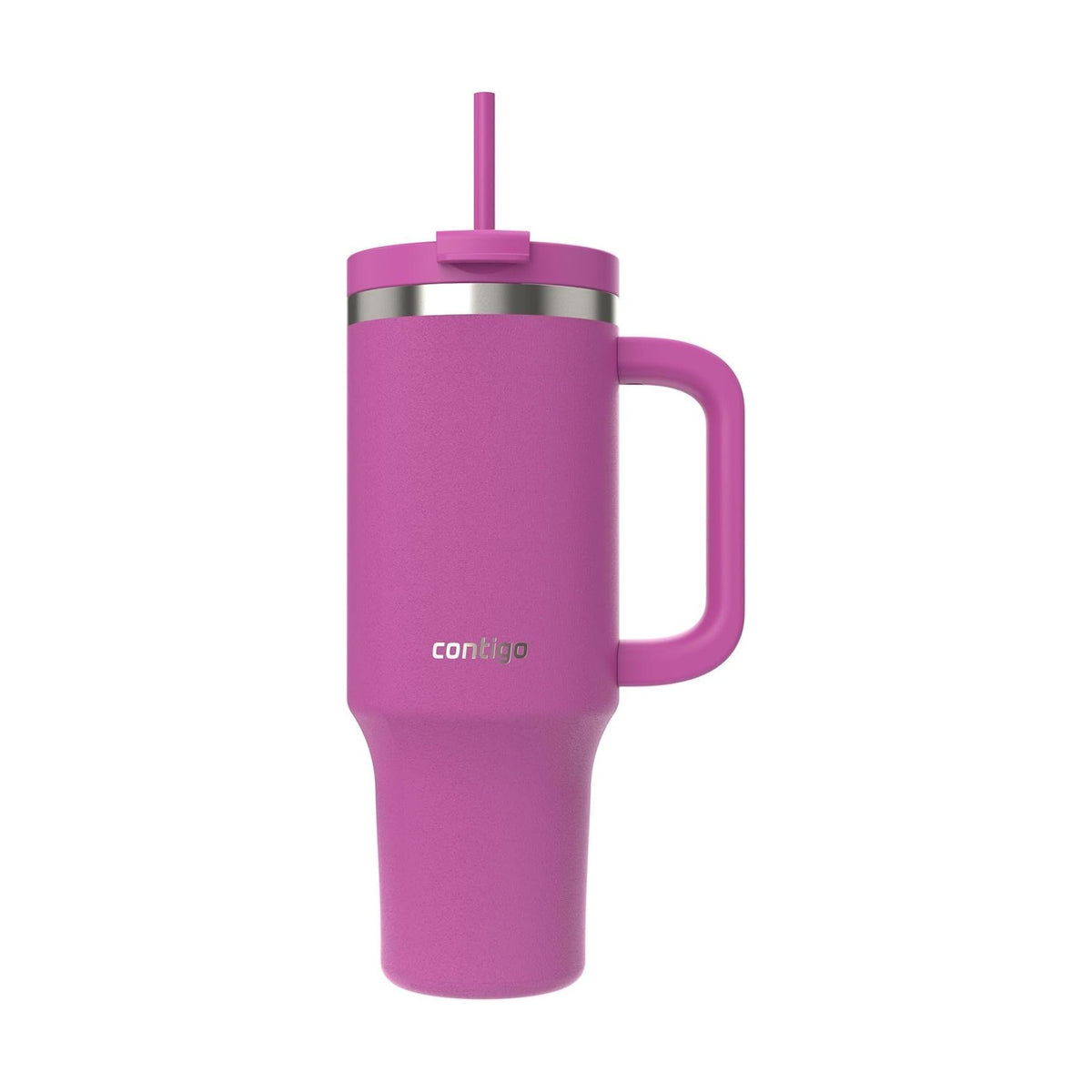Galactic Pink colour, a bright magenta 40 oz Contigo tumbler with straw and handle