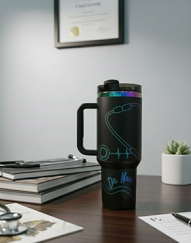 Healthcare Hero 40oz Tumbler – Iridescent Stethoscope Design